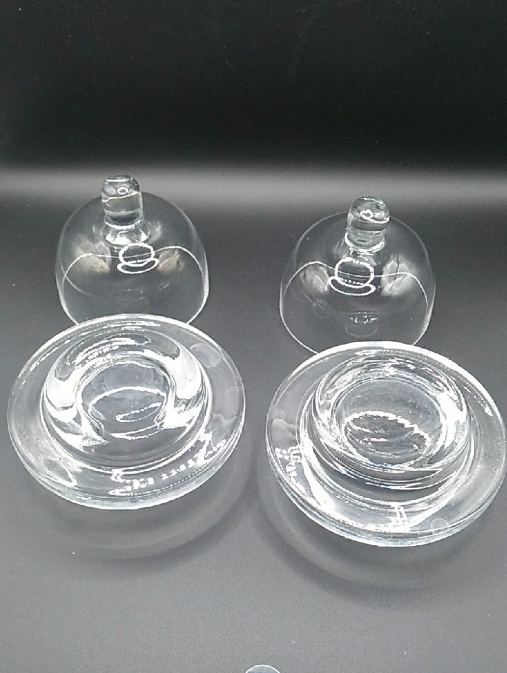 Vintage Clear Glass Mini Dome Butter Dish Set Of 2 (B9)